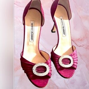 Manolo Blahnik Deep Fuschia Satin/Silk Heels